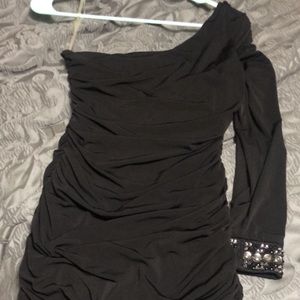 Black One Shoulder Cocktail Dress